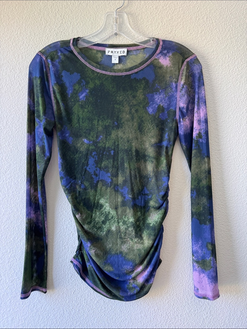 Frayed Brand Long Sleeved Mesh Tie Dye Top Small NWT